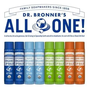 Dr. Bronner's - Organic Lip Balm (Naked, .15 ounce, 6-Pack) - Unscented, Made with Organic Beeswax & Avocado Oil, For Dry Lips, Hands, Chin or Cheeks
