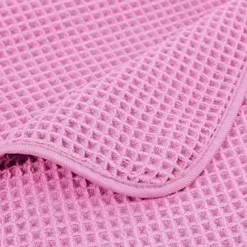 POLYTE Microfiber Oversize Quick Dry Lint Free Bath Towel, 60 x 30 in, 4 Pack (Pink, Waffle Weave)