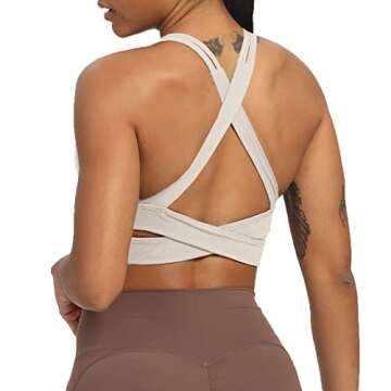 Aoxjox Women's Workout Sports Bras Fitness Backless Padded Trainning Infinity Gym Bra Yoga Crop Tank Top (Mink, X-Small)