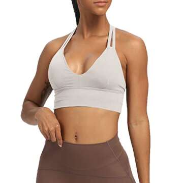 Aoxjox Women's Workout Sports Bras Fitness Backless Padded Trainning Infinity Gym Bra Yoga Crop Tank Top (Mink, X-Small)