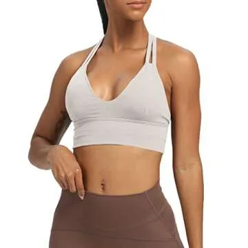 Aoxjox Women's Workout Sports Bras Fitness Backless Padded Trainning Infinity Gym Bra Yoga Crop Tank Top (Mink, X-Small)