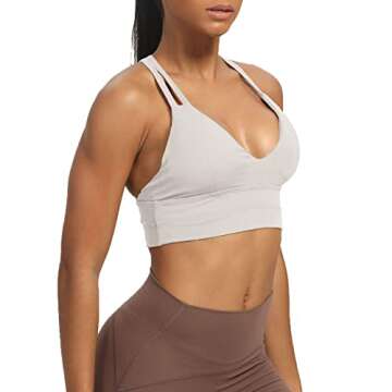 Aoxjox Women's Workout Sports Bras Fitness Backless Padded Trainning Infinity Gym Bra Yoga Crop Tank Top (Mink, X-Small)