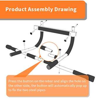 Doopro Pull Up Bar, Strength Training Pull-Up Bars, Doorway Pull Up Bar Mounted,Chin Up Bar for Door,Multifunction Home Gym Equipment