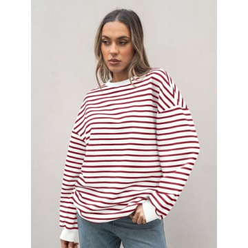 Trendy Queen Women's Oversized Striped Sweatshirt for Fall 2025