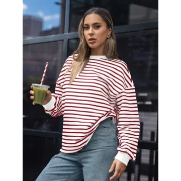 Trendy Queen Women's Oversized Striped Sweatshirt for Fall 2025