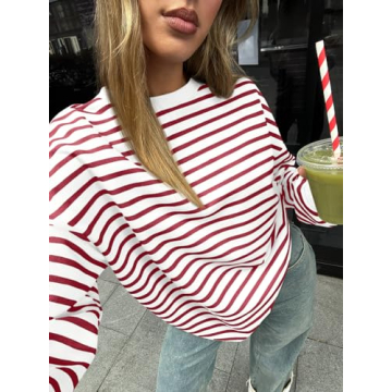 Trendy Queen Women's Oversized Striped Sweatshirt for Fall 2025