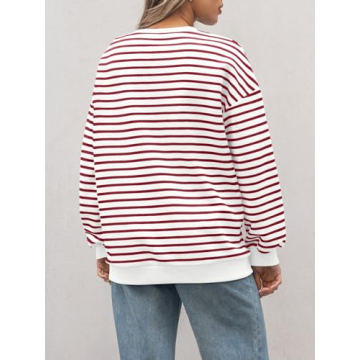 Trendy Queen Women's Oversized Striped Sweatshirt for Fall 2025