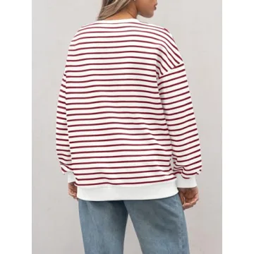 Trendy Queen Women's Oversized Striped Sweatshirt for Fall 2025