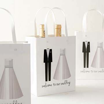 Crisky Welcome to Our Wedding Bags 25 pcs Welcome Wedding Bags for Hotel Guests, 10"X8"X4", Favor Bags