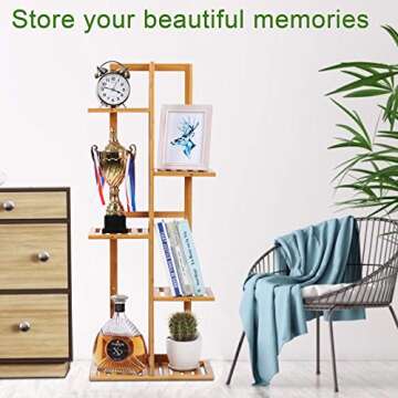 Gar-Life Bamboo Plant Stand Rack 5 Tier 6 Potted Indoor&Outdoor Multiple Stand Holder Shelf Rack Planter Display for Patio Garden, Living Room, Corner Balcony and Bedroom