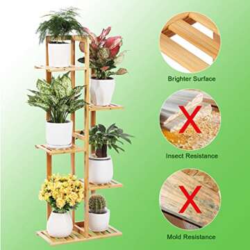 Gar-Life Bamboo Plant Stand Rack 5 Tier 6 Potted Indoor&Outdoor Multiple Stand Holder Shelf Rack Planter Display for Patio Garden, Living Room, Corner Balcony and Bedroom