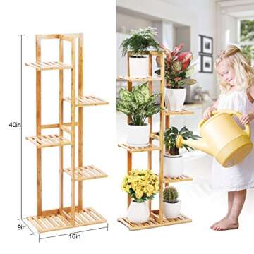 Gar-Life Bamboo Plant Stand Rack 5 Tier 6 Potted Indoor&Outdoor Multiple Stand Holder Shelf Rack Planter Display for Patio Garden, Living Room, Corner Balcony and Bedroom