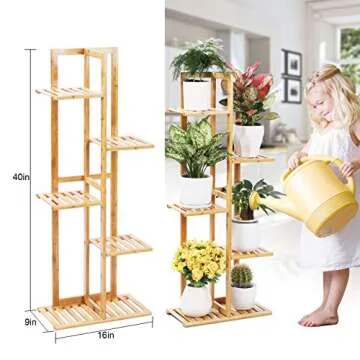 Gar-Life Bamboo Plant Stand Rack - 5 Tier Pot Display