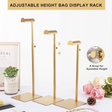 K KAIDIYIN Gold Adjustable Purse Display Stand - Set of 3