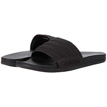 adidas Men's Adilette Comfort Slides Water Shoe, Core Black/Core Black/Core Black, 10