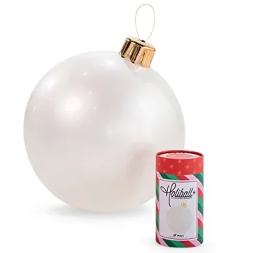 Holiball Inflatable Holiday Ornament – Pearl White, 18", Indoor/Outdoor