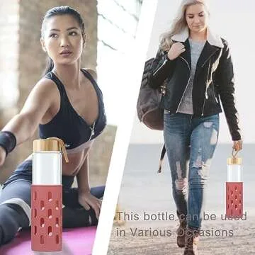 wemburly Glass Water Bottles 32 oz Borosilicate Natural Wide Mouth Reuseable Cute Water Bottles for Women Dishwasher Safe