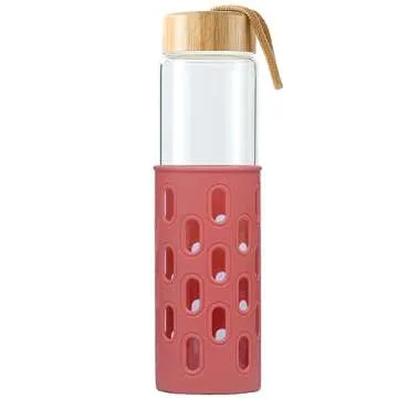 wemburly Glass Water Bottles 32 oz Borosilicate Natural Wide Mouth Reuseable Cute Water Bottles for Women Dishwasher Safe