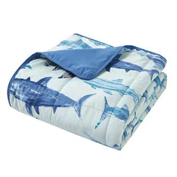 Heritage Club Children’s 40x50 Blue Shark 6 Pounds Warming and Cooling Microfiber Mink Weighted Blanket