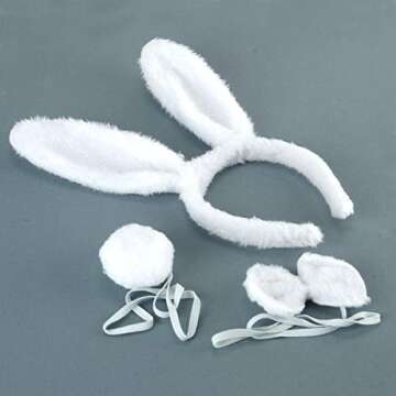 BinaryABC Easter Bunny Rabbit Costume Set,Ears Headband Bow Ties Tail Set,Halloween Costume Assesori...
