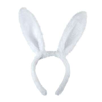 BinaryABC Easter Bunny Rabbit Costume Set,Ears Headband Bow Ties Tail Set,Halloween Costume Assesories(White)