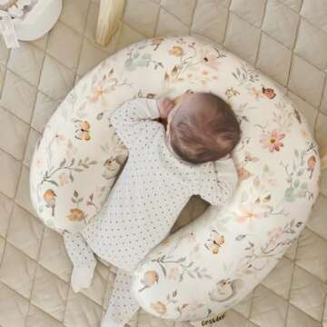 GRSSDER Nursing Pillow Cover, Stretchy Soft Minky Fabric Covers, Fit Most Nursing Support Pillows for Breastfeeding, Comfortable Safe Pillow Cover, Beautiful Stylish Pattern