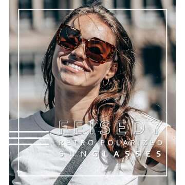 FEISEDY Trendy Polarized Sunglasses, Oversized Irregular TR Frame for Women Men, Retro Shades UV400 ...