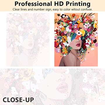 Paint by Numbers for Adults, DIY Girls Adult Paint by Numbers Kits on Canvas Flowers Painting Kits f...