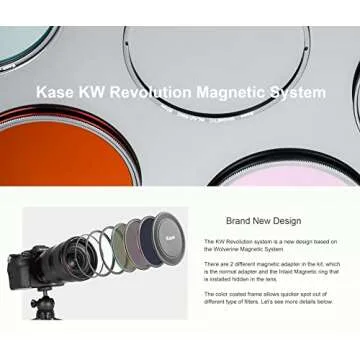 Kase Wolverine Revolution 82mm Pro ND Filter Kit Magnetic Shockproof Tempered Optical Glass w Color Coded Rings inc CPL ND8 ND64 ND1000 Lens Cap & Case