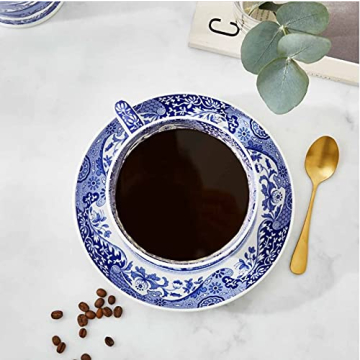 Elegant Spode Blue Italian Teacups and Saucers Set