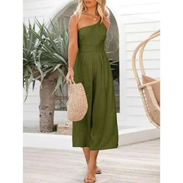 Stylish One Shoulder Pleated Jumpsuit for Women