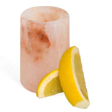 D'Eco Himalayan Salt Shot Glasses (4 Pack) - Hand-Carved 3" All-Natural Pink Salt Tequila Shooters - Add light salty flavor to any drink without the mess - Great Wedding & Birthday Gift