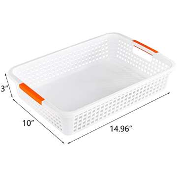 Lawei 8 Pack Large Plastic Storage Baskets - Perfect for Organizing Home and Office