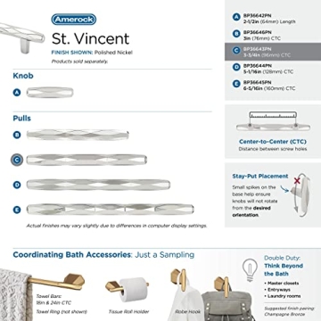 Amerock St. Vincent Polished Nickel Cabinet Pull 3-3/4 inch