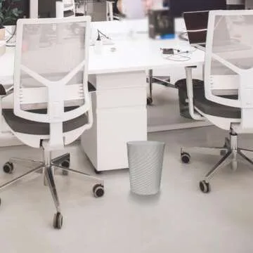 DAJITRE 1.8 Gallon Small Trash Can Wastebasket Recycling Bin Slim Profile for Compact Spaces Bathroom, Office, Bedroom, Kitchen (1.8 Gallon, Grey)