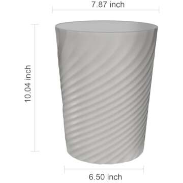 DAJITRE 1.8 Gallon Small Trash Can Wastebasket Recycling Bin Slim Profile for Compact Spaces Bathroom, Office, Bedroom, Kitchen (1.8 Gallon, Grey)