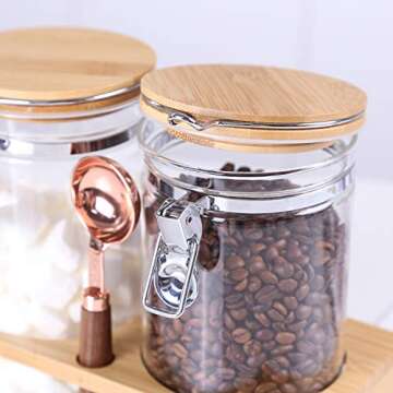 KKC Airtight Glass Storage Jars with Scoop for Kitchen