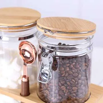 KKC Airtight Glass Storage Jars with Scoop for Kitchen