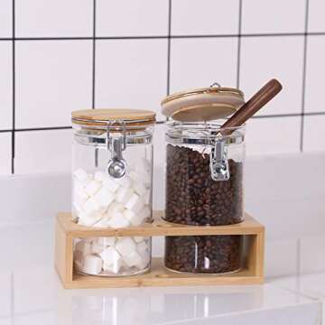 KKC Airtight Glass Storage Jars with Scoop for Kitchen