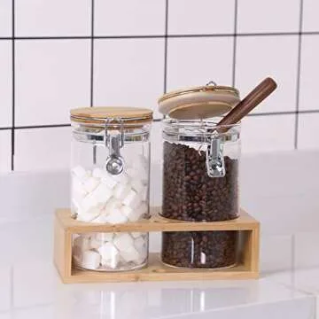 KKC Airtight Glass Storage Jars with Scoop for Kitchen