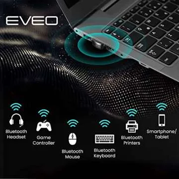 EVEO Bluetooth Adapter for PC 5.1 - Dongle 5.1 for Windows 10 Only (Plug and Play) for Desktop , Laptop, Printers, Keyboard, Mouse, Headsets, Speakers - USB 5.1 Dongle