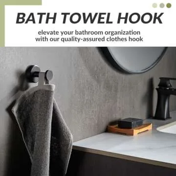 APLusee Matte Black Robe Towel Hook – Modern Stainless Steel Wall Hook for Home Storage