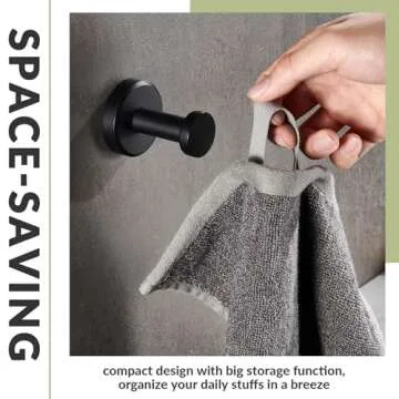 APLusee Matte Black Robe Towel Hook for Stylish Storage