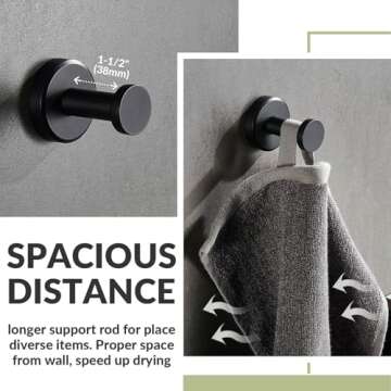 APLusee Matte Black Robe Towel Hook for Stylish Storage