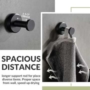 APLusee Matte Black Robe Towel Hook for Stylish Storage