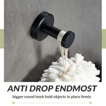 APLusee Matte Black Robe Towel Hook for Stylish Storage