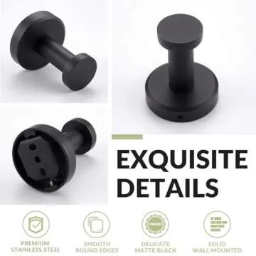 APLusee Matte Black Robe Towel Hook for Stylish Storage