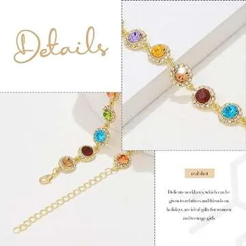 JEAIRTS Multi-color Rhinestone Choker Necklace Sparky Crystal Chokers Glitter Party Prom Necklace Chain Jewelry for Women