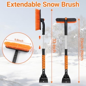 WeenthAvenue 33" Extendable Snow Brush and Ice Scraper for Car Windshield, 2-in-1 Car Snow Brush & I...