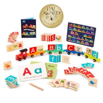 Battat Education Wooden Alphabet Train Set ABC Letter Train Toy 3 Years + 84 Pieces